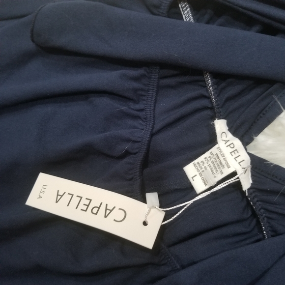 CAPELLA New!! Dark Blue Sleeveless Stretch Jumpsuit Size L, Cut in the front. - Picture 14 of 14